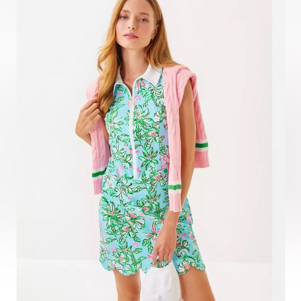 NWOT Lilly Pulitzer UPF 50+ Luxletic Kathy Scallop Dress Multicolor 0 💗RARE!!💗 - Picture 2 of 11